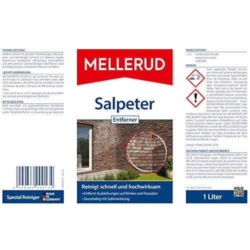 MELLERUD Salpeter Entferner | 1 x 1 l | Zuverlässige Hilfe gegen Ausblühungen und hartnäckige Verschmutzungen auf Klinker und Fassaden