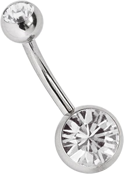 Titan Bauchnabel Piercing 1,6 mm mit Zirkonias rund in 8 mm + 5 mm - 1