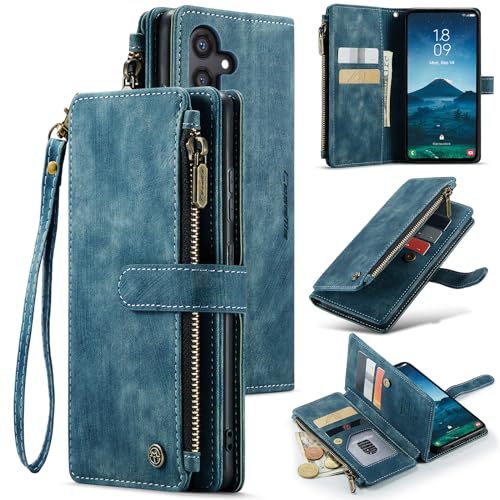 Étui Samsung S24 5G UEEBAI en cuir PU bleu avec porte-cartes et béquille
