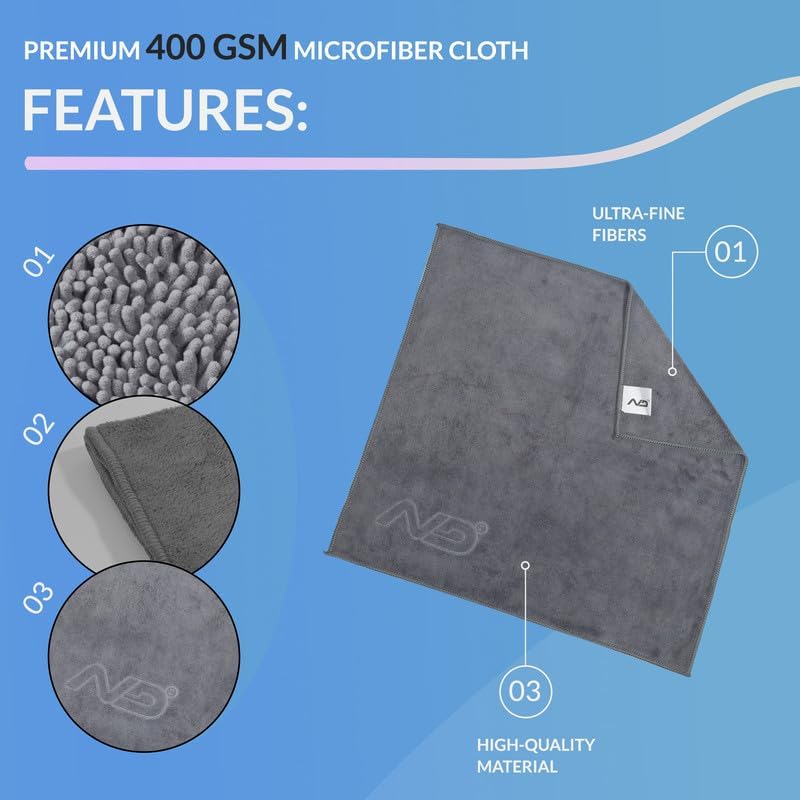 Image of Neodrift '400 GSM' Microfiber Cloth (Size - 40X60 Cm)(Set of 12 PC)(Colour - Mix)(Ultra Soft Cleaning Cloth for Car, Bike - Polishing, Detailing, Highly Absorbent)