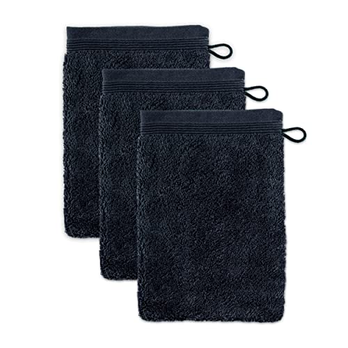 möve Superwuschel Waschhandschuh 15 x 20 cm aus 100% Baumwolle, dark grey 3er Set – Ansicht 1