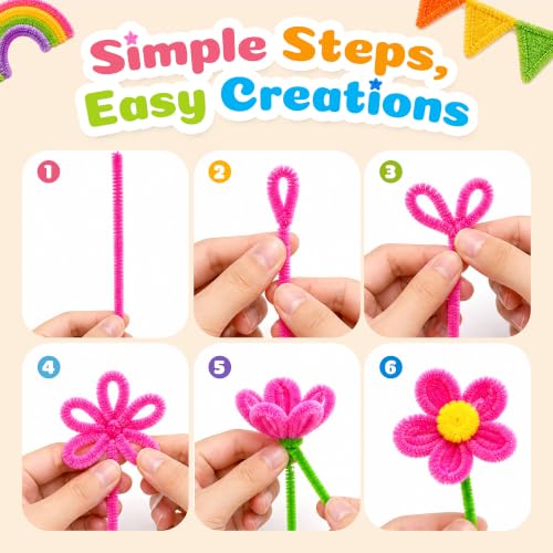 Image of Caydo 200PCS Thick Pipe Cleaners Craft, 20 Colors Chenille Stems | for Arts and Crafts Projects, Fuzzy Limpia Pipas for Creative DIY Decorations and Educational Toys