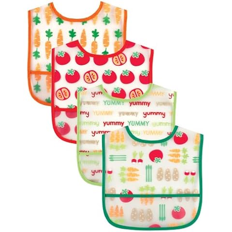 Luvable Friends Unisex Baby Waterproof PEVA Bibs, Blue, One Size Cover