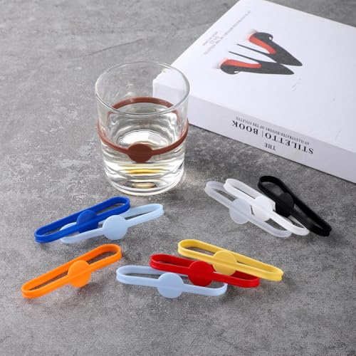 Ajcotahm 24 Pcs Drink Markers, Stretchable Wine Glass Marker Bands Silicone Drink Identifiers Strip Tags for Bar Party Cocktail Glass Beer Bottle Mug Jar Champagne Stem Glasses - Thumbnail 3