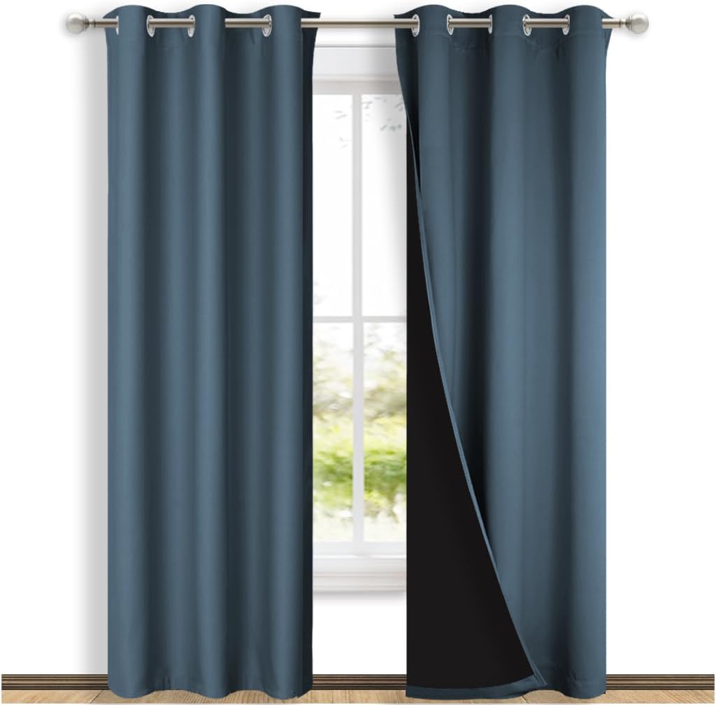 NICETOWN Blackout Curtains, 2 Panels 42x80, Smoky Blue