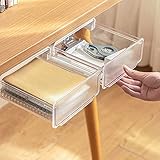 Tokeo 【2個セット】デスク下 収納ボックス 取り付けできる引き出し 便利 机下収納 小物整理 事務用品、文房具アクセサリー、リモコン、食器収納 両面テープ付き、強力なステッカー 簡単インストール(透明,20cm*23.5cm*7.2cm)