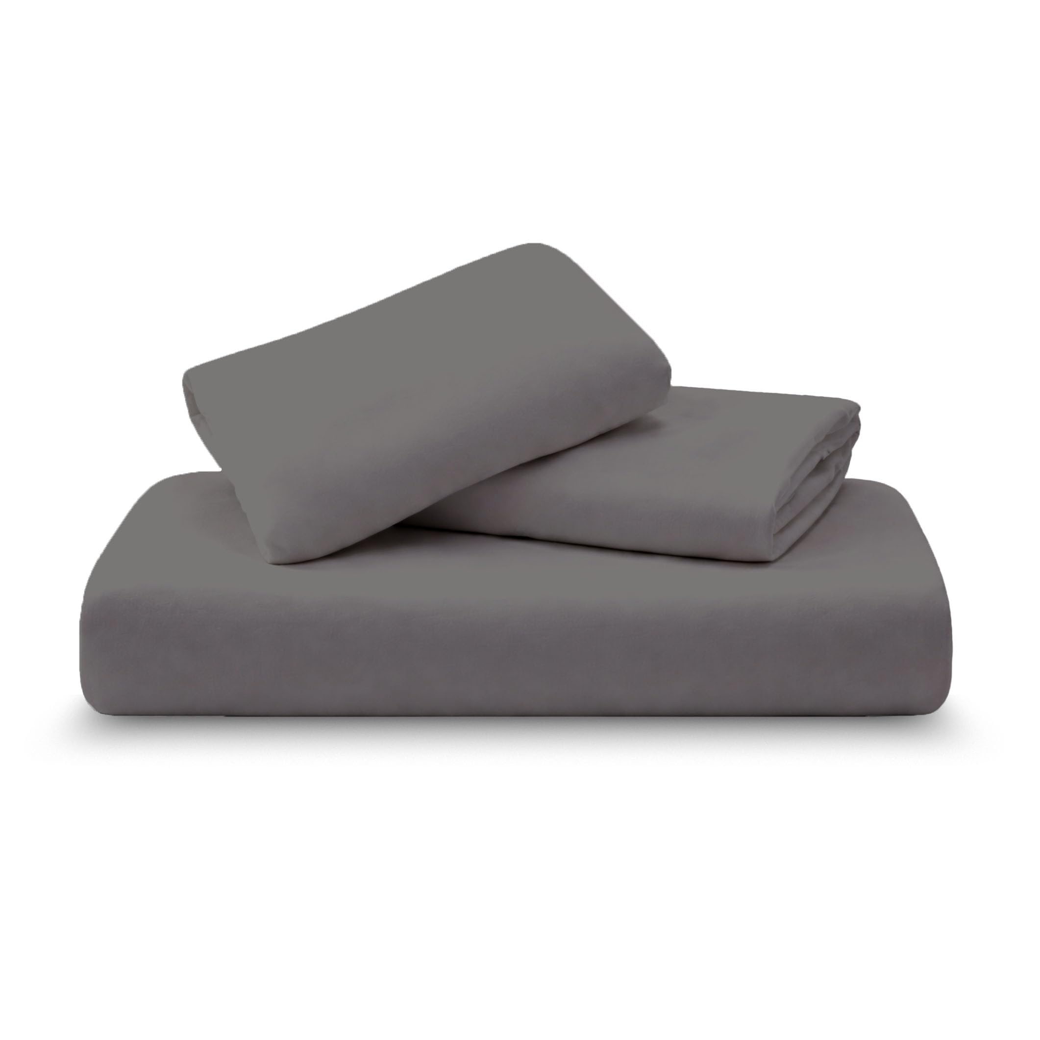 Amour Calin 3 Piece Bed Sheet Set - Easy Care Soft Brushed Microfibre Fabric - 1 Fitted Sheet, with Pair of Pillowcases - Shrinkage and Fade Resistant - 12 inches Deep Fitted (Grey, 4 Feet) — image 1