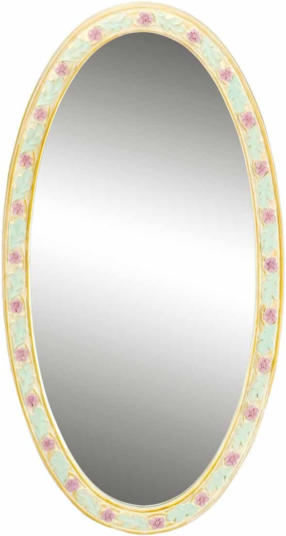 Renovators Supply Manufacturing Oval Mirror Victorian Hard-Painted Floral Design Made in U.S.A.