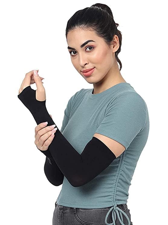 Image of Arm Sleeve UV Protection Cooling Arm Sleeves for Sports Driving Sun Protection Full Hand Gloves Arm Cover For Unisex with Thumb Hole for Boys Girls