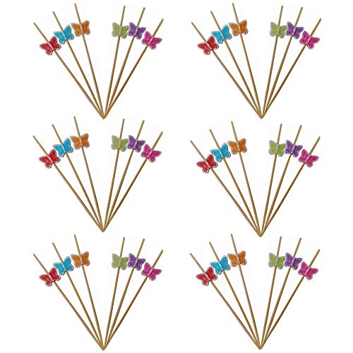 200 palillos de cóctel de mariposa, palillos de frutas y palillos de dientes para decoración de boda, cumpleaños, playa, fiesta, suministros Cover