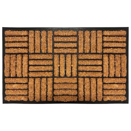 EDS Coco Coir Door Mat with Rubber Backing Floor Mat Outdoor Mat Heavy Duty Doormats Shoe Scrapper Removes Grass and Dirt for Front Door Patio and Entrance (45 X 75 CM) (PACK OF 1)