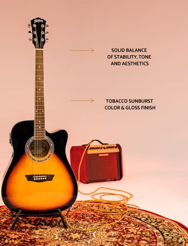 Image of Washburn WA90CEVSB-U Dreadnought Acoustic-Electric Guitar Vintage Tobacco Sunburst
