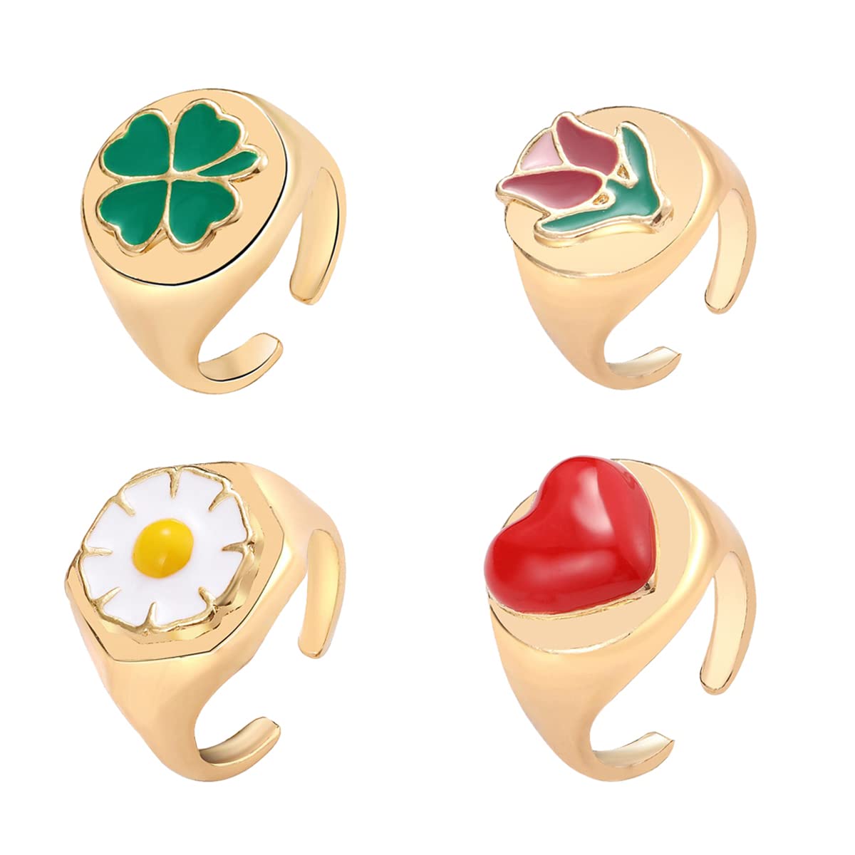 Jewels Galaxy Jewellery For Women Gold Plated Multicolor Rings Set of 4 (JG-PC-RNGV-931) (B09PGJJWW3) Amazon Price History, Amazon Price Tracker