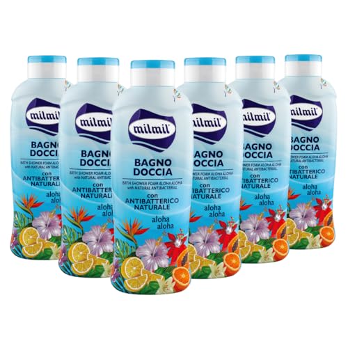 MILMIL Aloha Aloha - Casa de banho antibacteriano natural, 1000 ml, embalagem de 6 unidades