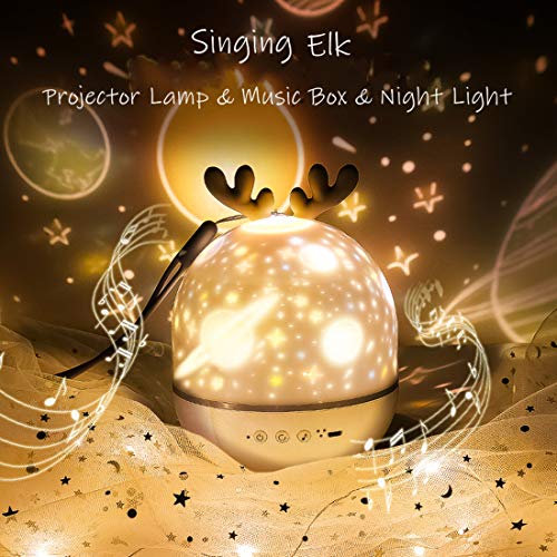 IVLWE 3 in 1 Rechargeable Rotating Star Projector Lamp | Elk Night Light | Classic Music Box | 6 Theme Films: Universe, Stars, Birthday Party, Christmas, Ocean, and Romantic with Remote Control (Elk) IVLWE 3 in 1 Rechargeable Rotating Star Projector Lamp | Elk Night Light | Classic Music Box | 6 Theme Films: Universe, Stars, Birthday Party, Christmas, Ocean, and Romantic with Remote Control (Elk)
