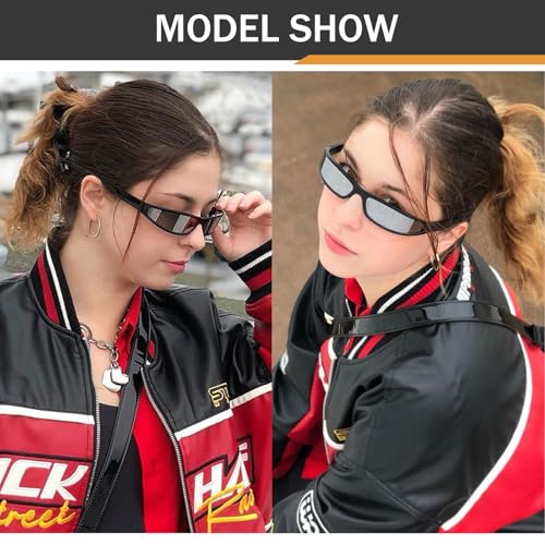 Futuristic Wrap Around Sunglasses Men Women Trendy Narrow Sqaure Frame Gangster Style Shades Eyewear3