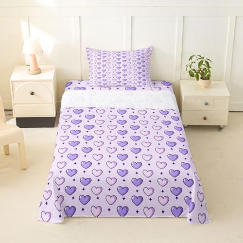 Erosebridal Pastel Purple Heart Bed Sheets Twin Lavender Love Heart