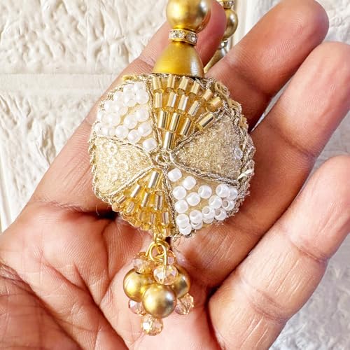 Image of Adikala Craft Store Handmade Ethnic Latkan Tassel Set of 2 for Saree Pallu, Blouse, Suits, Dupatta, Lehenga Decor (Round Bead Nalki)