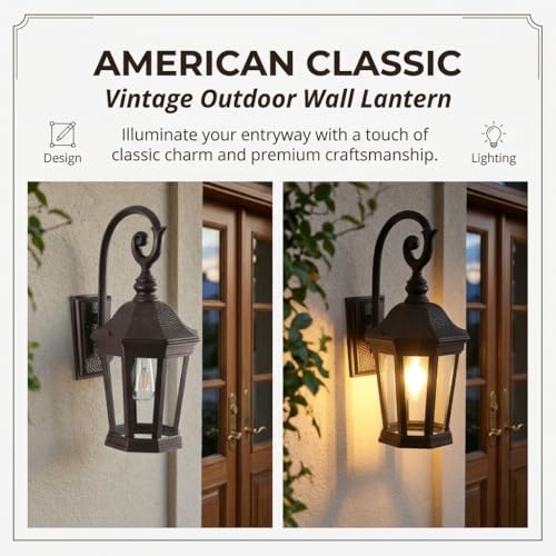 Image of Brown Exterior Wall Sconces, 21'' Large Outdoor Porch Light Fixtures