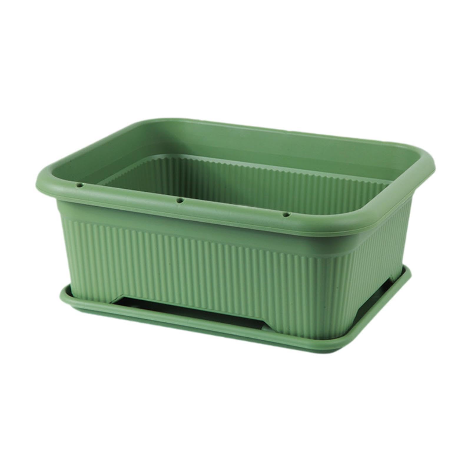 UJEAVETTE Flower Box with Drainage Holes Rectangular Household Decor Vegetable Planter Dark Green-image-6
