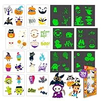 Decorably 304 Assorted Temporary Glow in the Dark Halloween Tattoos for Kids - 76 Sheets of Halloween Glow in the Dark Tattoos in Unique Playful Designs - Trick-or-Treats, Party Favors, Goodie Bags