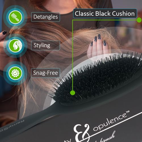 RemySoft Beauty & Opulence Boar Bristle Brush - Safe For Hair Extensions, Weaves and Wigs