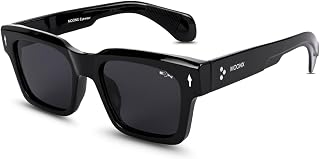 MOONX Horizon UV Protected Rectangular Sunglasses for Men & Women | Black PC Frame | Black Lens | Stylish Unisex Eyewear f... Price In India