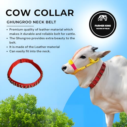 Image of Farmer King MAT Cow /Buffalo /Bull /Horse Ghungroo Neck Belt, Rock Strong Collar, Ghungroo Patta, 1 Meter A
