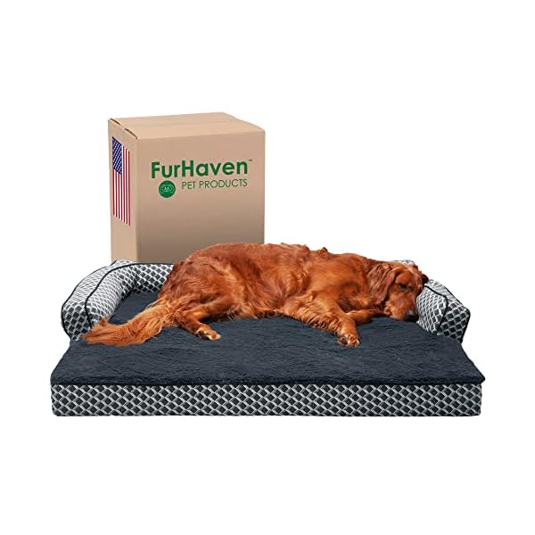 Furhaven-XL-Orthopedic-Dog-Bed-Comfy-Couch-Plush-Decor-Sofa-Style-w-Removable-Washable-Cover-Diamond-Gray-Jumbo-X-Large Furhaven Comfy Couch Orthopedic Dog Bed - Best Comfort for Your Pet