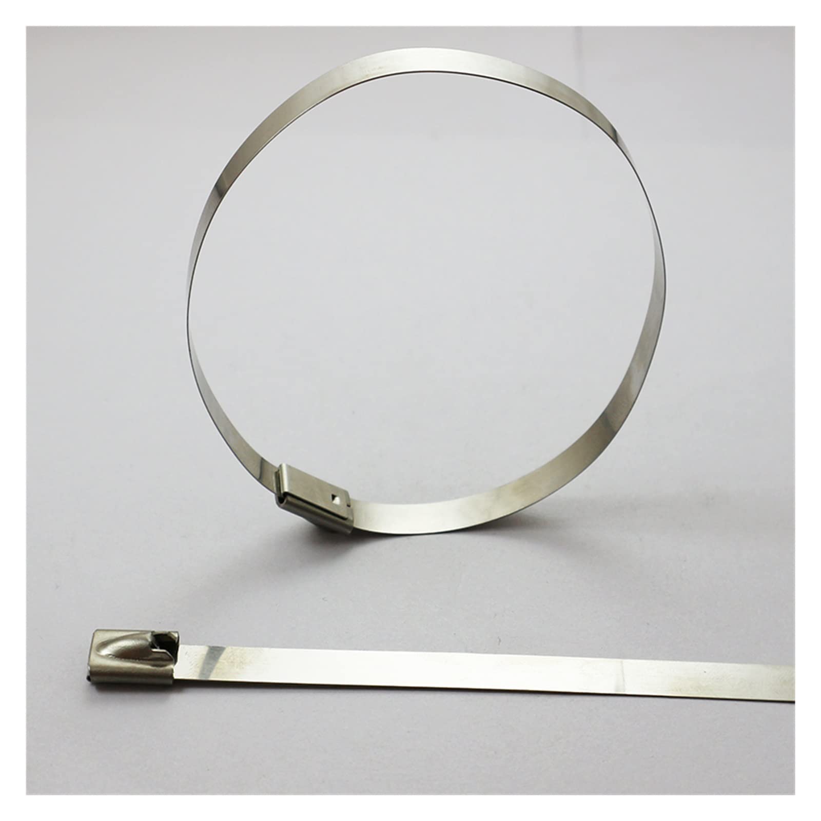 25 pz 4.6x100/150/200/260/300/350/400 A 700mm Fascette in Acciaio Inossidabile con Chiusura in Metallo Zip-Scarico Avvolgimento Rivestito (Colore : Argento, Dimensioni : 25pz 4.6X600) (Argento 25pz