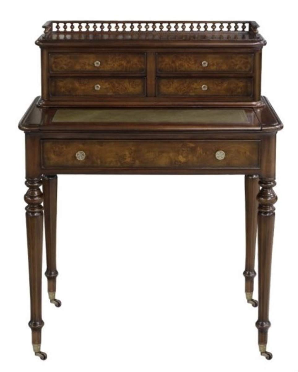 Casa Padrino Mahagoni Sekretär mit 5 Schubladen Braun/Grün 79 x 50 x H. 101 cm - Luxus Qualität