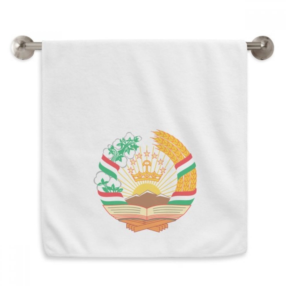 Serviette Tadjikistan emblème national en coton blanc de 33x74 cm pour le visage