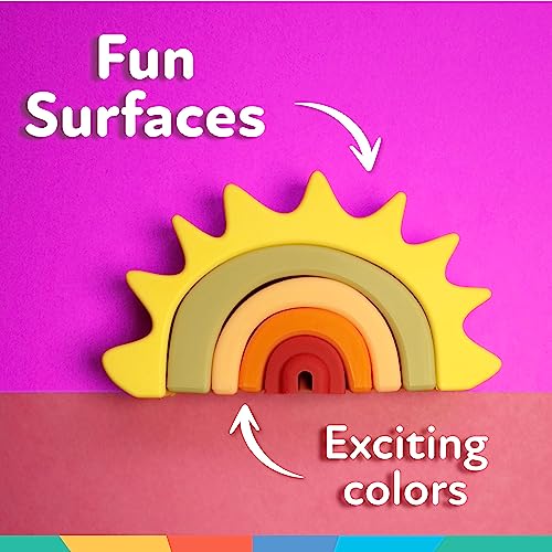 Image of Nuby Soft Silicone Stackable Sun Interactive Toy - 5-Piece Toddler Stacking Toy for Fine Motor Skills and Early Development - 12+ Months - Easter Basket Stuffer