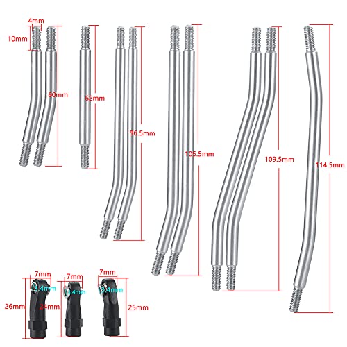 QUPA AM STORE 1Set Stainless Steel Link Rod Linkage 313mm Wheelbase for TRX4 1/10 RC Crawler Car Upg