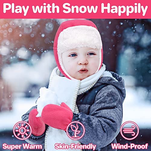 qikqik 2 Pairs Baby Mittens Winter Toddler Mittens Warm Fleece Infang Gloves for Boys Girls Toddler Winter Gloves for Kids4