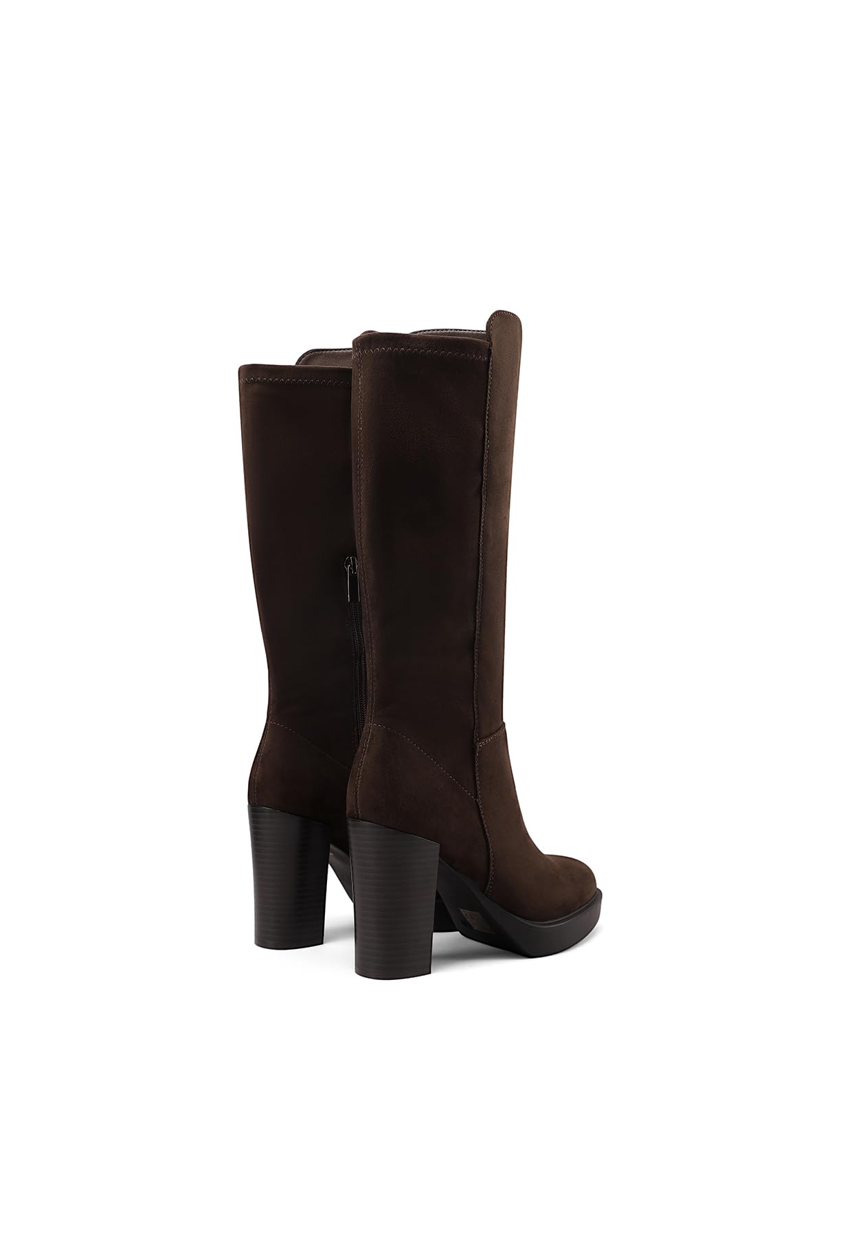QUEEN HELENA Stivali Alti Donna con Tacco Largo e Plateau X27-124