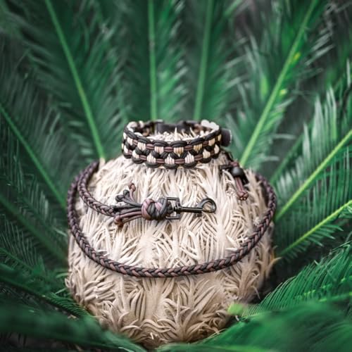 Ben&Bruno Hundehalsband | Breit & Verstellbar | 100% Handgefertigt | Robust, Sicher & Langlebig | Starkes Paracord Halsband | Halsbänder für Kleine, Mittelgroße & Große Hunde | Weiß - L