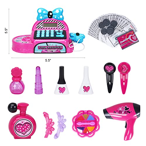 Fs Pretend Play Cash Register Toy Makeup Set (Not Real Makeup), Real Calculator For Math Skills, Toy Cash Register For Kids, Play Money Grocery Store For Kids Age 2 3 4 5 6 #TOP4