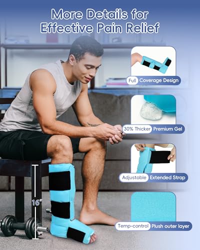 Image of Comfytemp Ankle Foot Ice Pack Wrap, Reusable Leg Ice Boot for Injury, Achilles Tendonitis, Shin Splint, Plantar Fasciitis, Hot & Cold Compression, Sprained Ankles Brace, Post Surgery