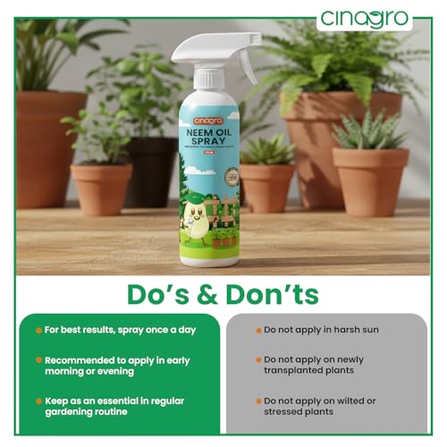Image of Cinagro Neem Oil Spray (500ml, Ready-to-Use) Organic, Plant Protector, Removes Mealybugs, Fungus & Insect Control for All Plants, Indoor & Outdoor Use