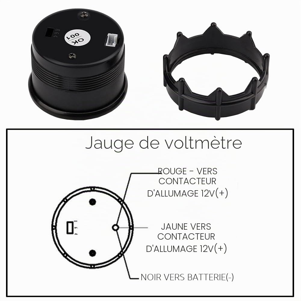 ETOPARS Universelle Voiture Jauge de Tension 2 Pouces 52mm Voltmètre Jauge Numérique Tension Manometre Rouge Lumière Indicateur Voltmètre Testeur Instruments Volt