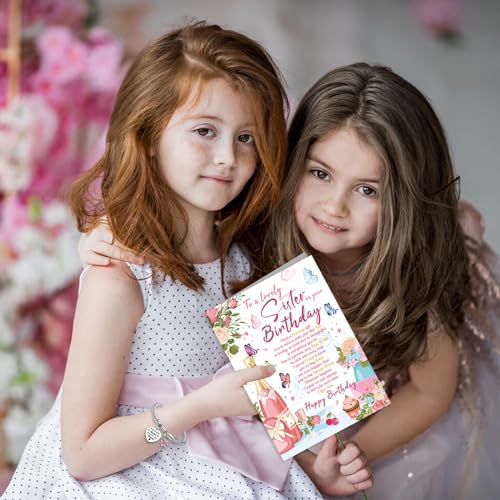 Image of HOWAF Sister Birthday Gift Cards with Bracelets, Sister Birthday Cards Heart Bracelet for Sister from Sister, Sister Birthday Greeting Cards Sister Happy Birthday Cards Sister Bracelets Engraved