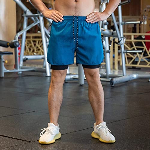 Short de running 2 en 1 pour homme entraînement de fitness et jogging