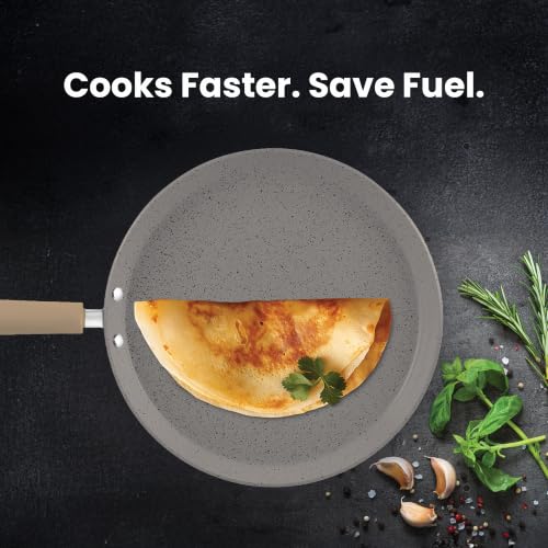 Image of Milton Pro Cook Induction Cookware & Gas Stove Friendly KFCC Ceramic Non-Stick Omni Tawa 30cm | Premium South Korean Coating Dosa Tawa | PFOA & PFAS Free | Healthy LowOil Cooking | 2Y Warranty | Brown