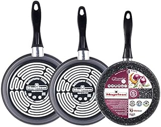 Magefesa K2 Gransasso set de 3 sartenes 24/26/28cm. Exterior gris, antiadherente bicapa efecto piedra, aptas para todo tip...