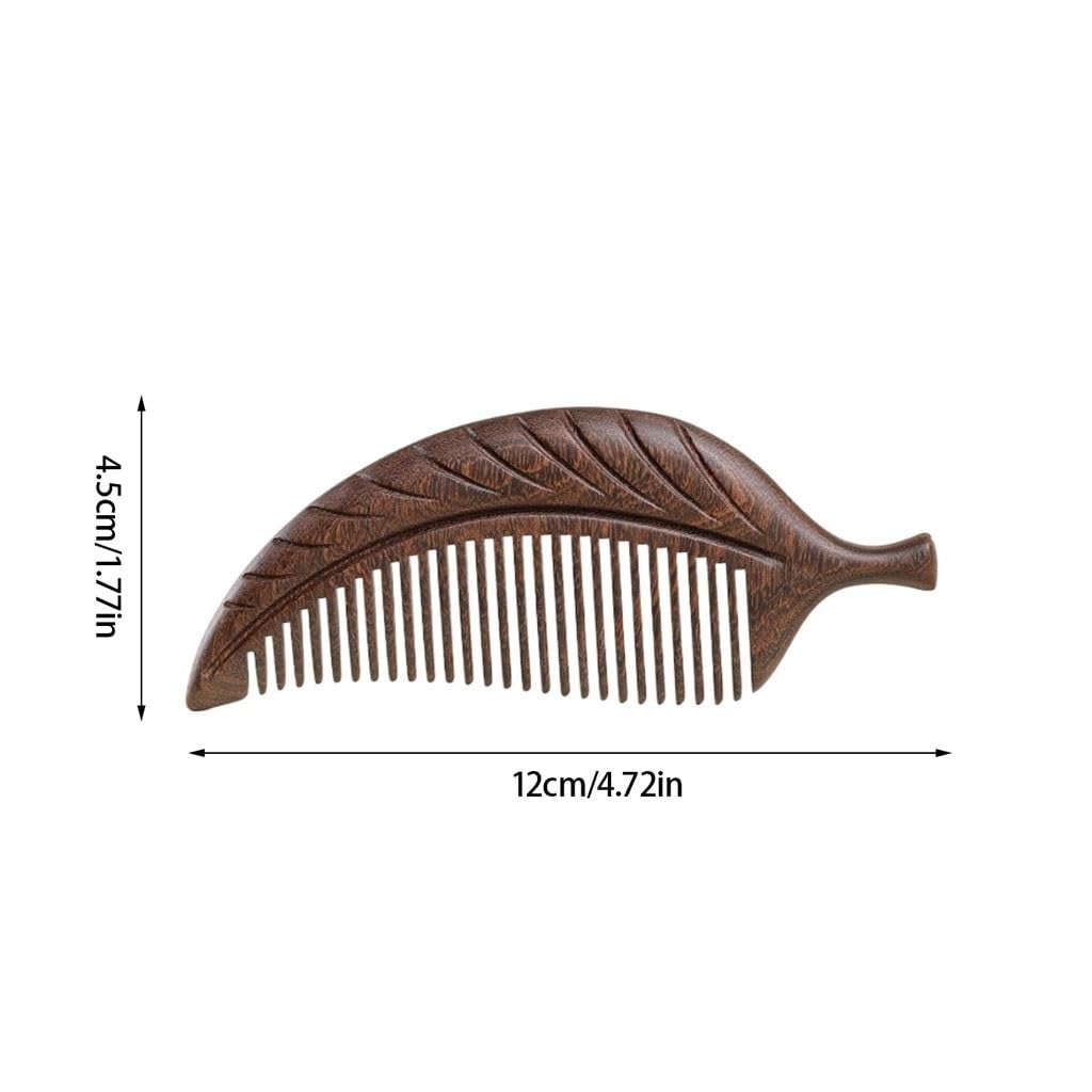 RUHEN Peine de Hojas de Madera portátil para el Cabello, Herramienta para el Cuidado de la Barba de Hombres, Peine para Cabello Largo, Adecuado para Cabello húmedo y seco.