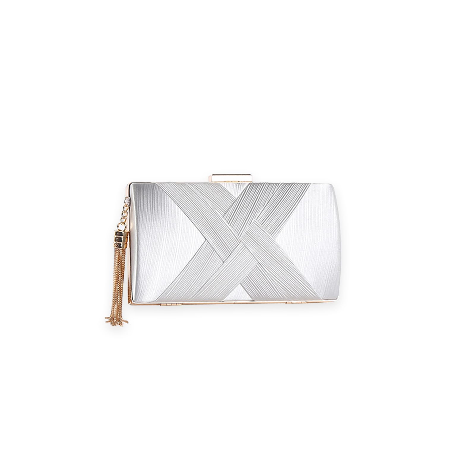 CORIOS Damen Abendtasche Fransen Clutch Tasche Elegante Schultertasche Kettentasche Tasche Luxurious Handtasche Hochzeit Brautbörse Klein Umhängetasche für Hochzeit Wedding Prom Party Silber