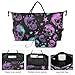 Skull Travel Duffle Bag Gym Bag, Neon Purple Gothic Skull Weekender Bags for Women with Toiletry Bag Travel Tote Bag Swim Bag