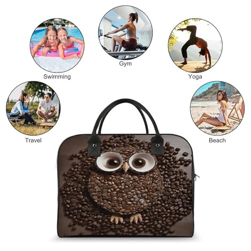 Bolso Tote Búho de Nylon con Correa Ajustable y Cierre miniatura 4