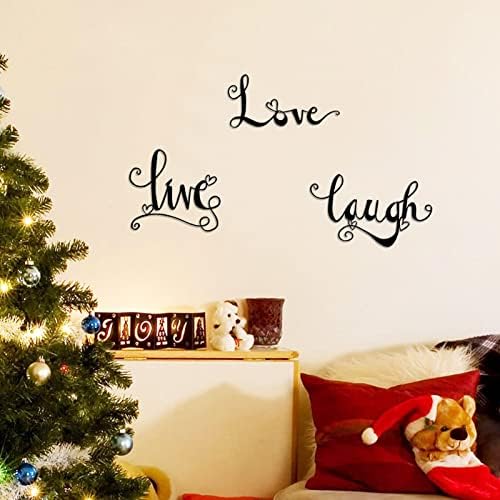 ESTART 3 Pieces Black Metal Letter Sign Decor 'Live Laugh Love' WordArt Wall Art Decor for Home Indoor Outdoor Bedroom Living room Bathroom and Office
